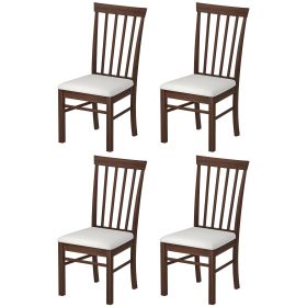 HOMCOM Wooden Dining Chairs Set of 4, Farmhouse Upholstered Kitchen Chairs with Rubber Wood Frame, Dark Brown and Beige (Title: Default Title)