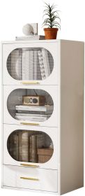 Kitchen storage cabinets with flip doors, display cabinets with flip doors, metal drawer storage cabinets for living rooms, bathrooms, kitchens (Color: White)